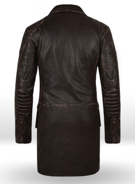 Rubbed Brown Will Smith I Robot Leather Trench Coat