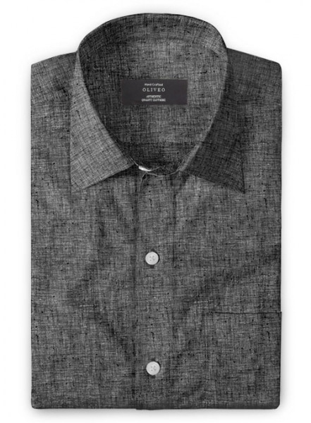 Roman Black Denim Linen Shirt - Full Sleeves