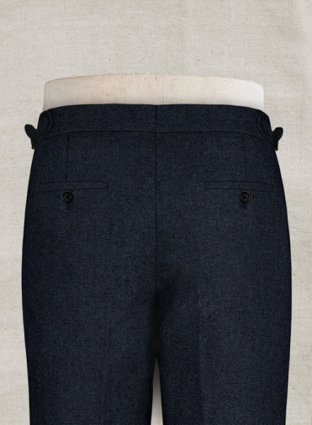 Deep Blue Herringbone Highland Tweed Trousers