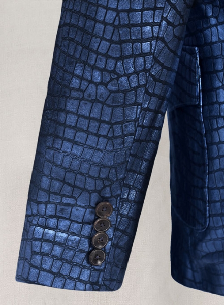 Croc Metallic Blue Western Leather Blazer
