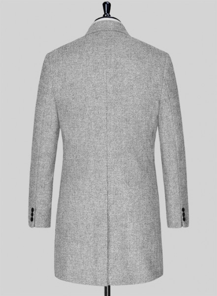 Rope Weave Light Gray Tweed Overcoat