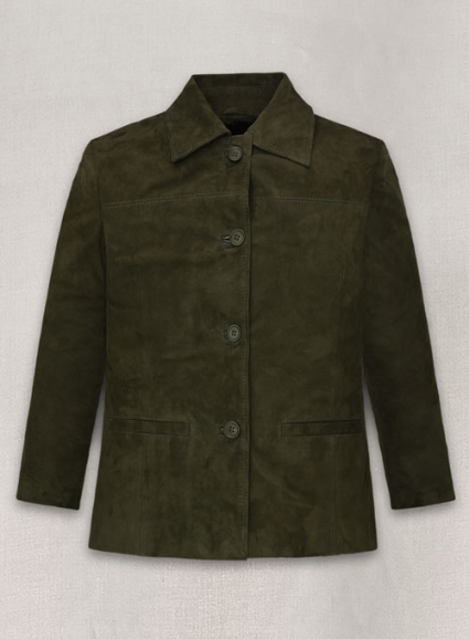 Olive Green Suede Milla Jovovich Leather Jacket