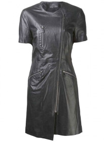 Exposed Zip Leather Dress - # 774