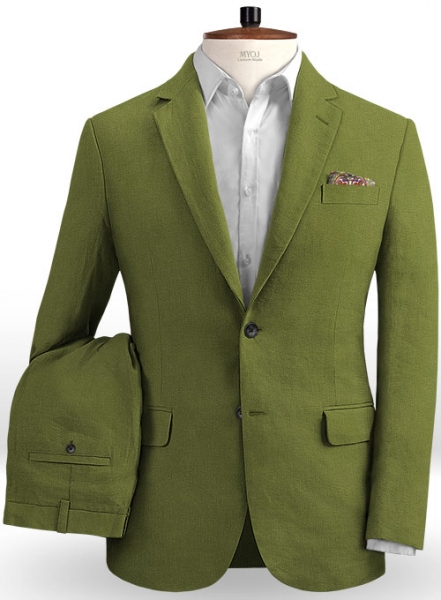 Safari Nut Green Cotton Linen Suit