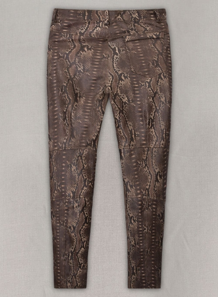 Dark Brown Python Leather Jeans Style #522