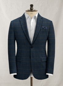 Italian Cons Blue Checks Tweed Jacket