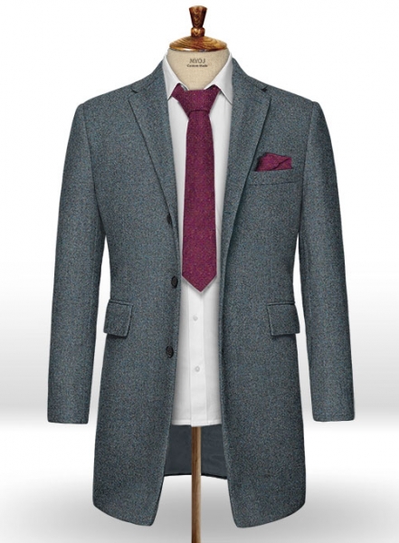 French Blue Tweed Overcoat