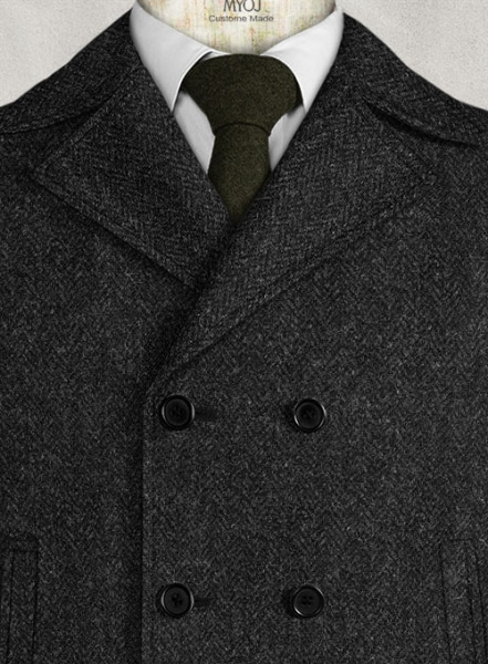 Harris Tweed Royal Charcoal Pea Coat