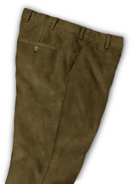 Italian Beige Thick Corduroy Trousers - 8 Wales