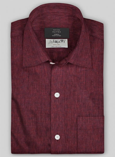 Solbiati Maroon Linen Shirt - Half Sleeves