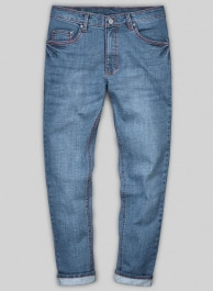 Dodgers Blue Stretch Stone Wash Whisker Jeans - Look # 492