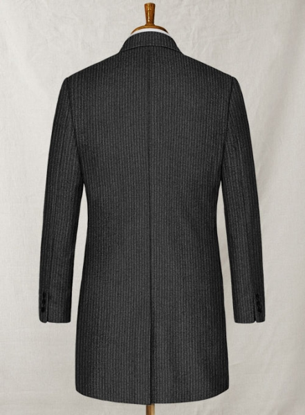 Light Weight Charcoal Stripe Tweed Overcoat