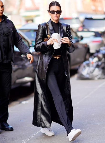 Kendall Jenner Leather Long Coat