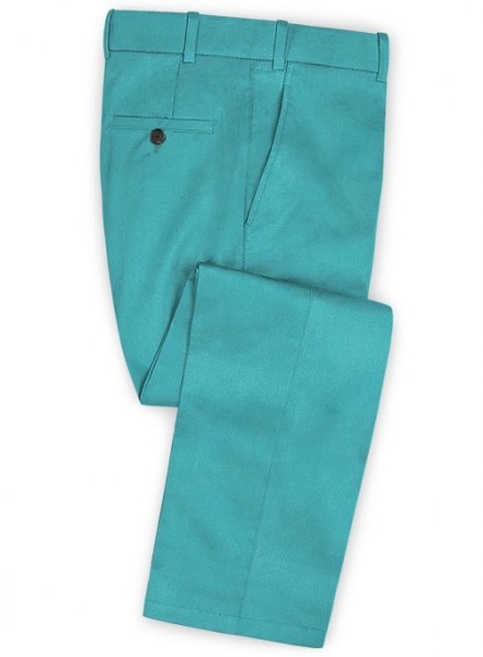 Teal Blue Stretch Satin Cotton Suit