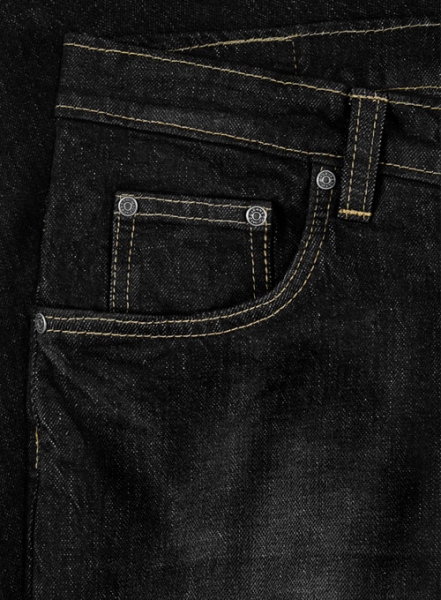 Kato Black Stretch Hard Wash Whisker Jeans