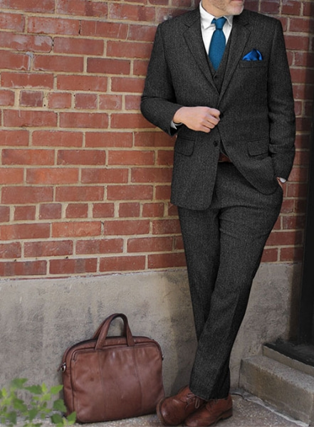 Stone Charcoal Tweed Suit