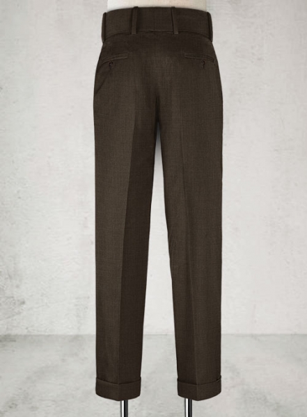 Napolean Sharkskin Dark Brown Double Gurkha Wool Trousers