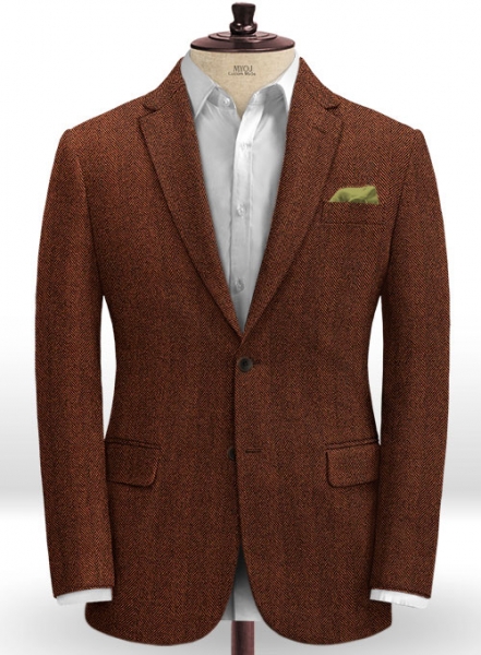 Italian Wide Herringbone Brunette Tweed Suit