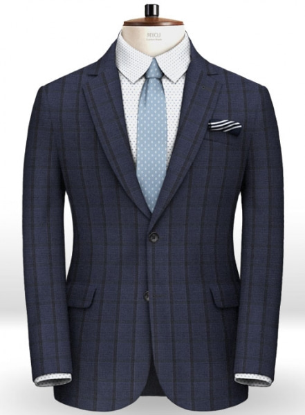 Napolean Tartan Space Blue Wool Suit