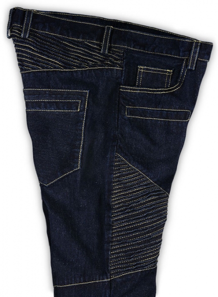 Dark blue biker hot sale jeans mens