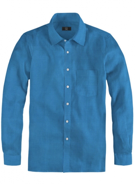 Cube Marine Blue Cotton Shirt - Full Sleeves