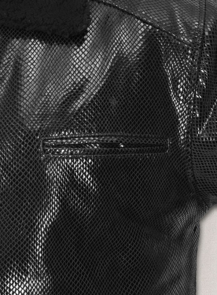Snake Emboss Black Tom Hardy Dark Knight Leather Trench Coat