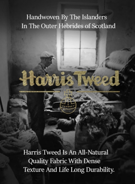 Harris Tweed Brown Checks Pea Coat