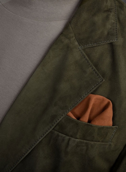 Olive Green Suede Leather Suit