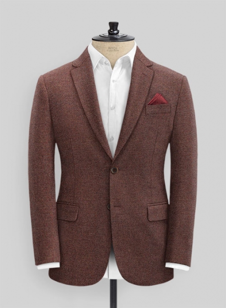 Royal Wine Herringbone Tweed Suit