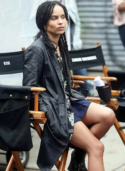 Zoe Kravitz Leather Long Coat