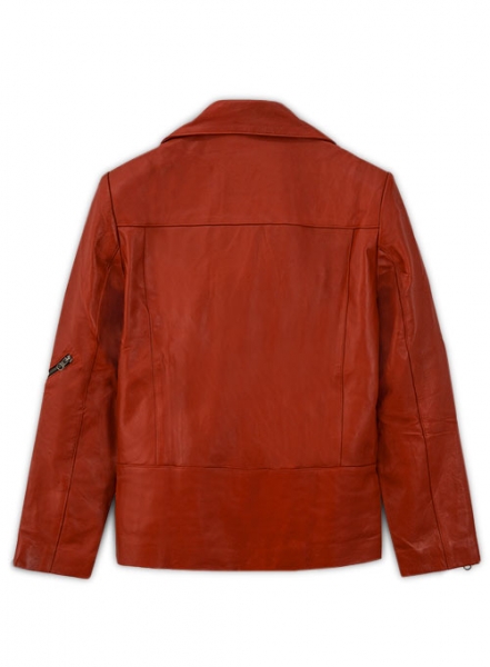 Bright Orange Leather Jacket #810 - M Slim