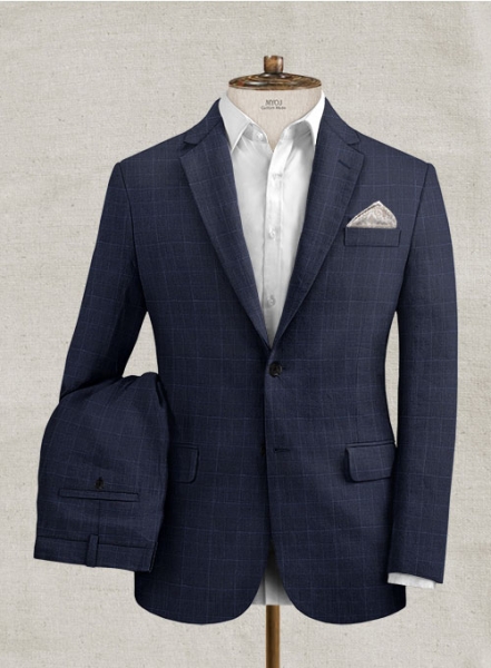 Italian Linen Lunia Navy Checks Suit