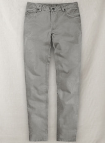 Gray Feather Cotton Canvas Stretch Jeans
