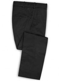 Black Feather Cotton Canvas Stretch Pants