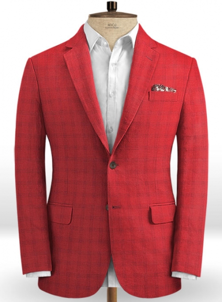 Italian Coral Red Linen Suit