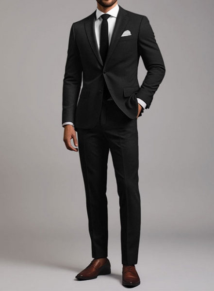 Stretch Black Wool Suit