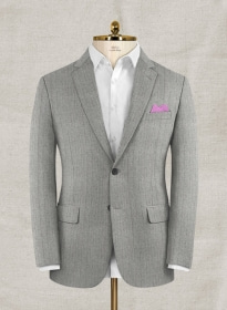 Italian Wool Cashmere Gray Herringbone Jacket