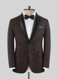 Worsted Dark Brown Wool Tuxedo Jacket