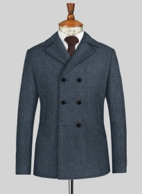 Light Weight Bond Blue Tweed Pea Coat