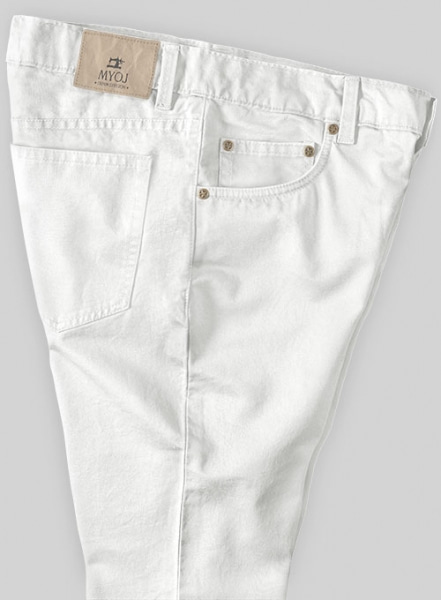 White Feather Cotton Canvas Stretch Jeans