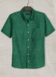 European Green Linen Shirt - Half Sleeves