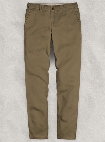 Dark Beige Feather Cotton Canvas Stretch Chino Pants