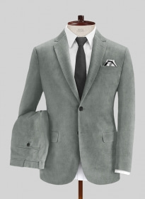 Gray Stretch Corduroy Suit