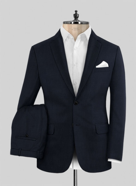 Napolean Navy Herringbone Wool Suit