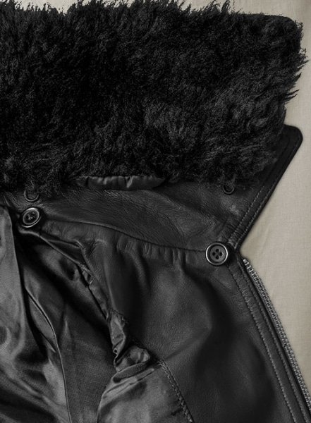 Black Fur Collar Leather Jacket