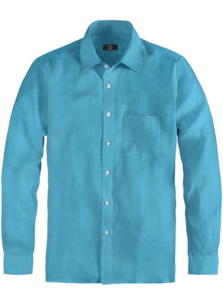Birdseye Royal Blue Cotton Shirt - Full Sleeves