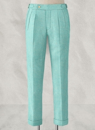 Melange Aqua Blue Highland Tweed Trousers