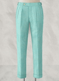 Melange Aqua Blue Highland Tweed Trousers