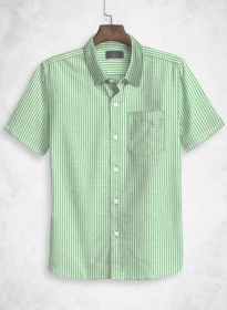 Italian Seersucker Light Green Shirt - Half Sleeves