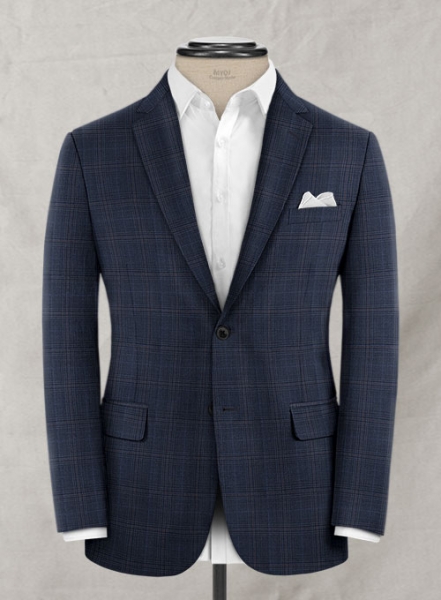 Reda Regatta Blue Checks Wool Jacket